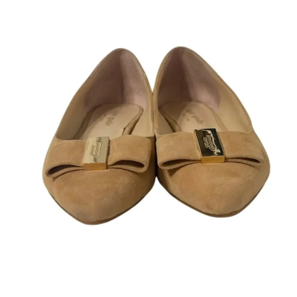 KATE SPADE Nora Suede Pointed Toe Bow Tan Flat  | 7